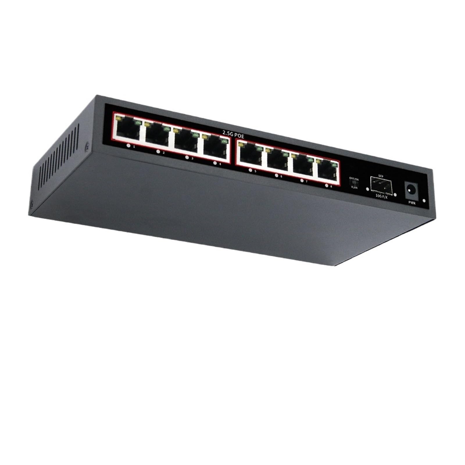 Conmutador Ethernet PO//E RJ45 de 9 Puertos, 2,5 GbE, 10 G SF.p+, conmutador de Red con Enlace Ascendente, Plug and Play no administrado.(Switch with A/*U Plug)