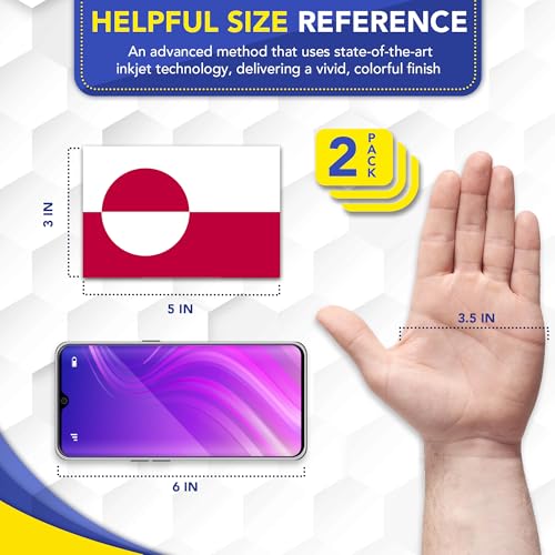 Image of Magnet Me Up Greenland Flag Car Magnet - 3x5 Inch, Magnetic Decal for Vehicles, Trucks, and Mailboxes - Weatherproof & UV Resistant National Flag of Greenland, Kalaallit Nunaat, 2 Pack, Made in USA