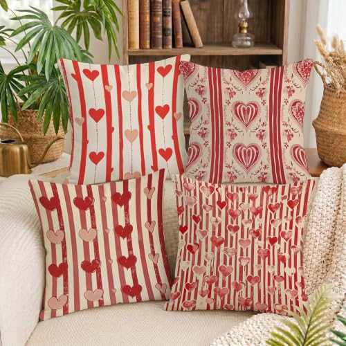 Taie d'oreiller double face rouge lin 45x45 cm imperméable avec fermeture éclair - 4