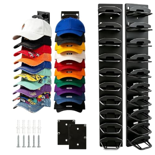2-Pack Wall-Mounted Baseball Cap Organizer Rack (Black) - image 1