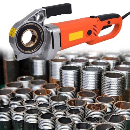 GESAIDES Roscadora de Tubos Eléctrica, Máquina Roscadora de Tubos Mejorada Que Utiliza un Motor de Cobre Puro, Kit de Roscadora Portátil de Mano con 6 Matrices de 1/2' a 2'