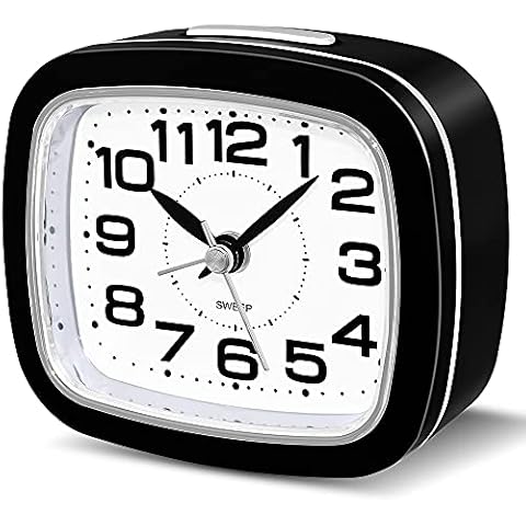 FIOLOM Silent Alarm Clocks Bedside Non Ticking Battery Powered Simple Loud Analogue Alarm Clock Desk Clock with Light Large Numbers Snooze Quiet Bedroom Clocks for Heavy Sleepers Office Table Cover