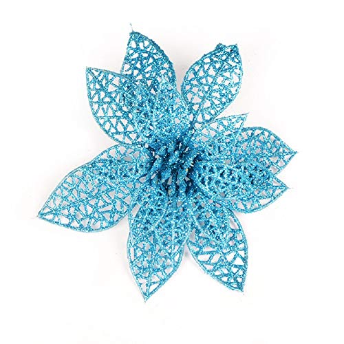 10 flores artificiales con purpurina talladas de Navidad, decoración para bodas, fiestas, decoraciones de árbol de Navidad