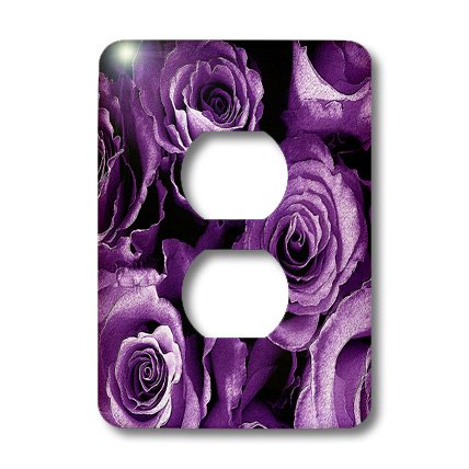 Roses violettes rêveuses sur plaque double interrupteur - Douceur poétique