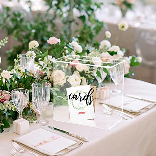 Image of Hooqict Clear Acrylic Wedding Card Box with Slot Large Blank Gift Card Boxes for Reception, Party, Wishing Well, Money Box Holder, Graduation Decorations, Baby Shower