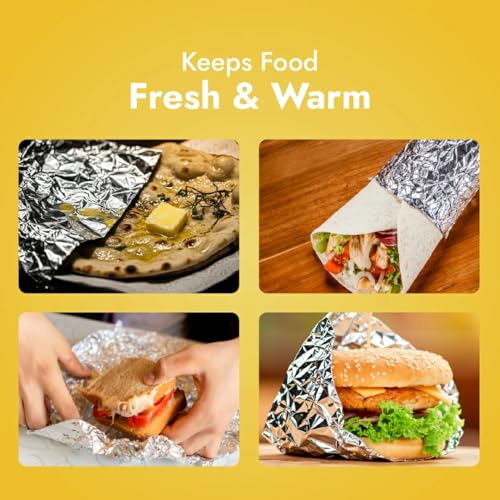 Image of Claret Aluminium Foil 25 Meter | Food-Grade, Extra Strong & Durable | Retains Freshness & Keeps Food Warm | Ideal for Wrapping, Baking, Grilling & Storing Food (Pack of 5)