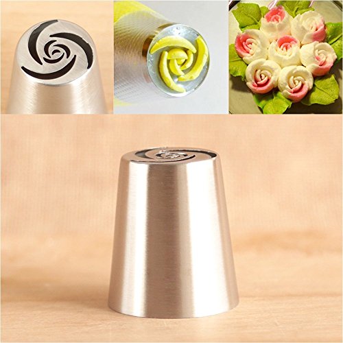JJMG Russian Tulip Tips Stainless Steel Icing Piping Nozzles Pastry Decorating Tips Cake Cupcake Decorator icing dispenser (7 pieces)