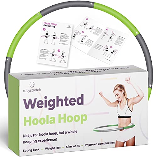 Weighted Hoola Hoop for Adults Weight Loss â€“ Exercise Hoola Hoop for Workout, Soft Padding Smart Hoola Hoop with 8 Detachable Sections Play, Loose Weight with Holahoops for Fitness (Green - Gray)