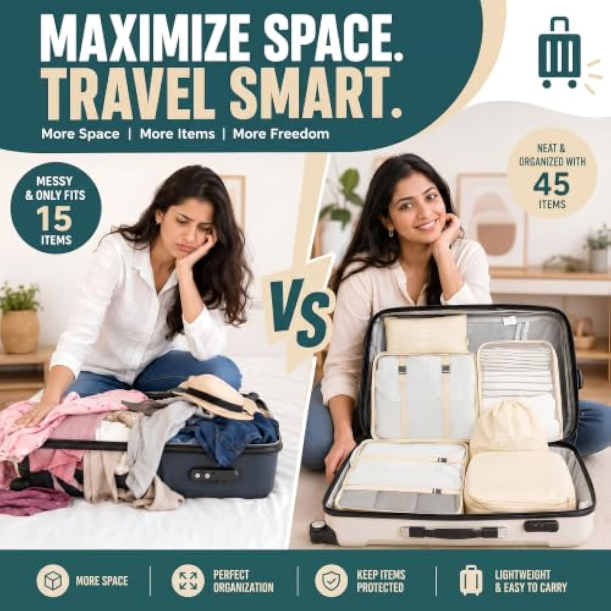 8 Pcs Nylon Travel Organizer Pouch Packing Cubes Set