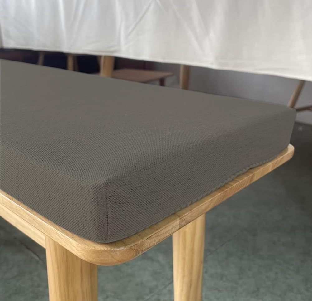 Coussin de banc en lin gris 70x50x5 cm amovible et antidérapant