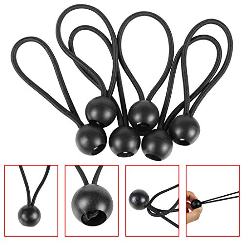 JINSEY Premium Ball Bungee Cords 4 Inch and 6 Inch 24 Packs,Canopy Tarp Tie Down Cord Black,Black Tie Down Cords for Tarp