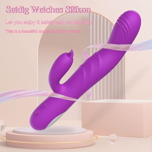 Adult Tool for Women Today Waterproof Automatic Electric Machine Handheld Electric Deep Tools Rabbit Ears Pleasure Toy Set 16 Powerful Modes Thrusting & Games for Men and Women (Purple)