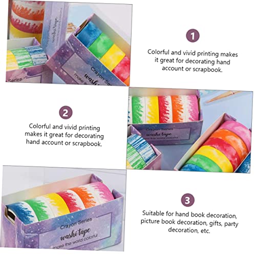 VILLCASE 6 Rolos De Washi Tape Fita Adesiva Colorida Glitter Giz De Cera Flash Terno Scrapbooking Fi