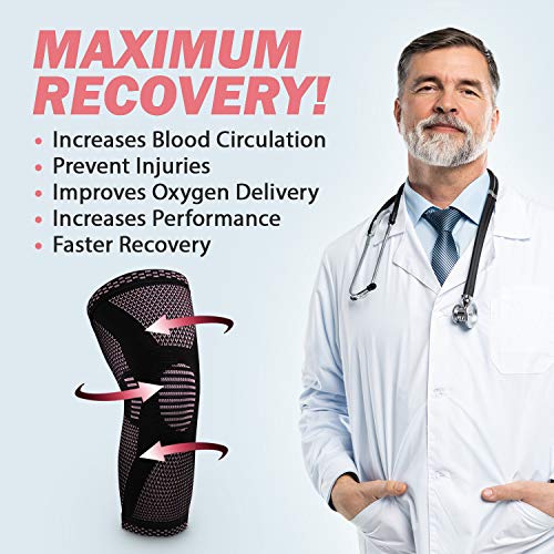 Image of POWERLIX Knee Compression Support Sleeve - Best Knee Brace for Men & Women | Best Knee Brace for Men & Women, support for Running, Basketball, Weightlifting, Gym, Workout, Sports