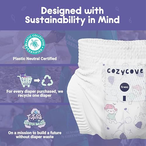 Image of Cozycove Size 7 XXXL (33-44 lbs) Pull Up Training Pants | Totally Chlorine Free, Fragrance Free, Wetness Indicator | Play Hard Slim Active Pants | 80 Count (4 Bags of 20)