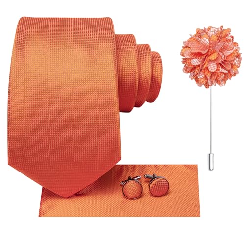 Image of Hi-Tie Men's Tie Lapel Pin Set Pocket Square Cufflinks Formal Woven Silk Tie Sets Wedding Party