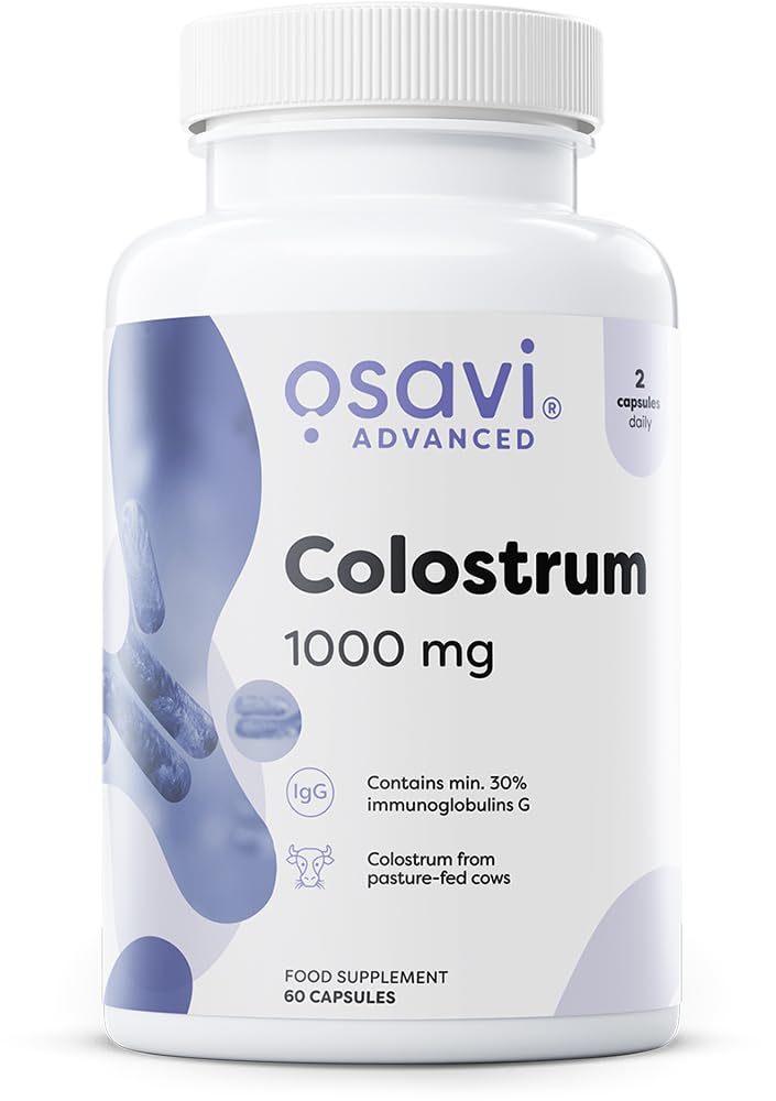 Osavi Colostrum 1000mg – 60 Capsules | High–Potency Colostrum Bovine with 30% Immunoglobulins G | Sourced from Holstein–Friesian Cows | GMO–Free