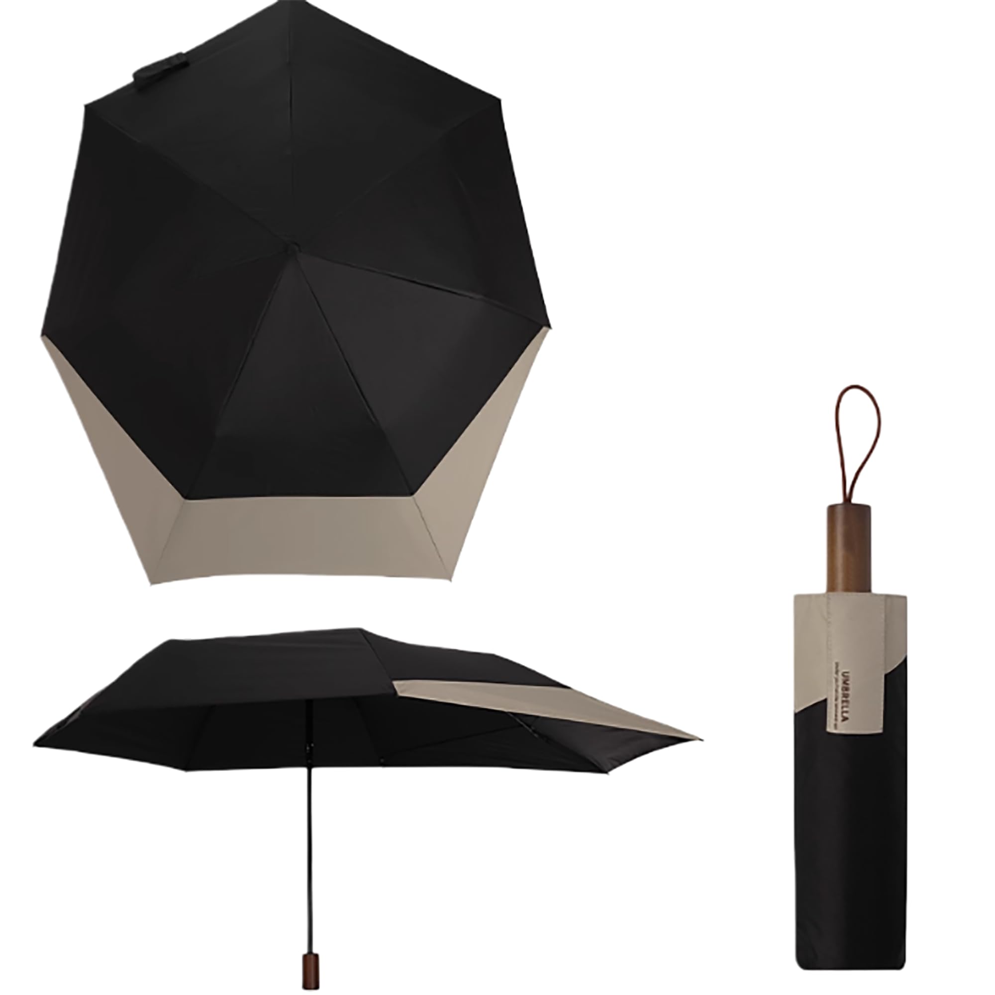 Verlängertes Schwalbenschwanz Reise Faltender Regenschirm, Schiebemechanismus zum Öffnen/Schließen,teflon beschichtung,UPF 50+,UV-Schutz, für Regen und Sonne,kompakt ,Männer/Frauen/Kinderaller,Auto