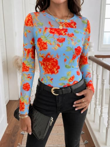 Tankaneo Womens Polka Dot Mesh Long Sleeve T-shirt Y2K Sheer Going Out Tops — view 5