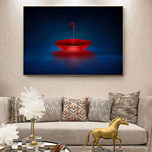 Toile moderne abstrait parapluie rouge affiche peinture impression murale salon 70x100 - 5