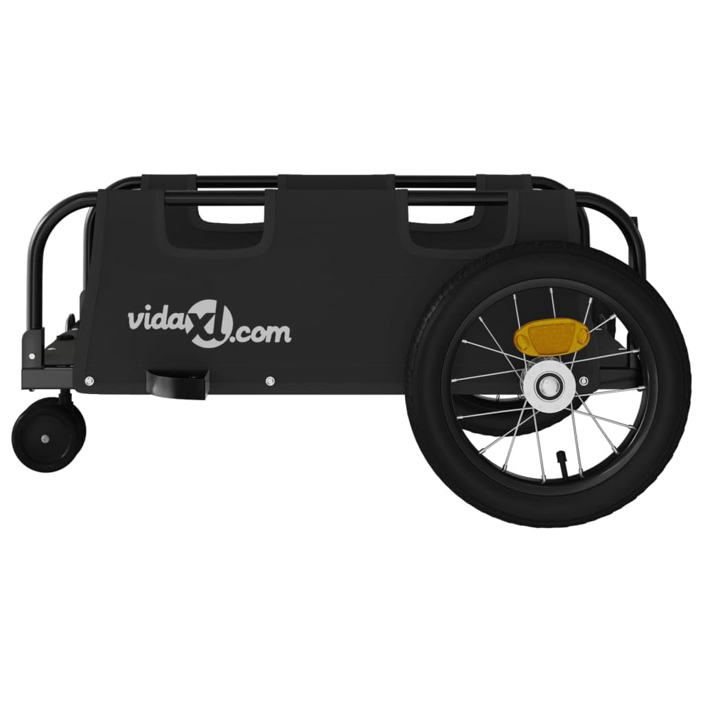 Willood Fahrradanhänger Lastenanhänger Fahrrad Transportanhänger Anhänger Schwarz Oxford-Gewebe und Eisen 123 x 52.5 x 33 cm