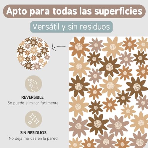 Decorative Wall Stickers, Brown, 6 láminas (192 margaritas adhesivas) - Image 4