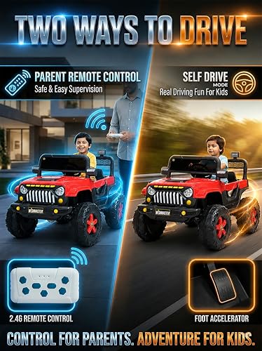 Image of Wishmaster Princess Electric Ride-On SUV - Stylish Off-Road Adventure Car for Kids with LED Lights, Music, Remote & Manual Drive | Music Player