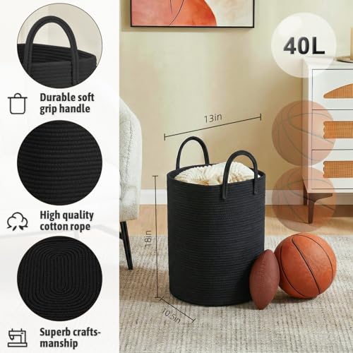 Image of Artfeel Laundry Basket,Woven Cotton Rope Laundry Hamper,100L Versatile Storage for Dirty Clothes,Baby Toys,and Blankets in Bathroom, Nursery,and Living Room