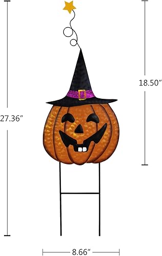 Miniatura 6 de Estacas de metal para jardín de Halloween, letrero de Halloween, decoración de calabaza, estacas de metal Jack-O'-Lantern, decoración de jardín al