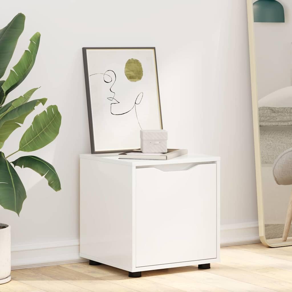 Badezimmerschrank Hochglanz Weiß Holzwerkstoff 40,5 x 40 x 44 cm mit Schublade Stauraum für Kosmetik und Handtücher minimalistisches Design für modernes Bad