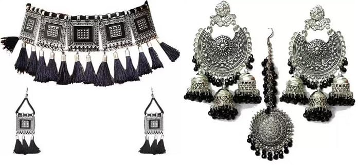 JMBW-BLACK SQURARE CHOKER AND BLACK PADMAVATI-image-1