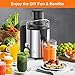 EASEHOLD Juicer Machine, Centrifugal Juicer Extractor with Wide Mouth Large 2.5”Feed Chute for Whole Fruit and Veg, 600W Motor, Juice Maker with 4 Speeds, BPA Free, Easy to Clean, Stainless Steel