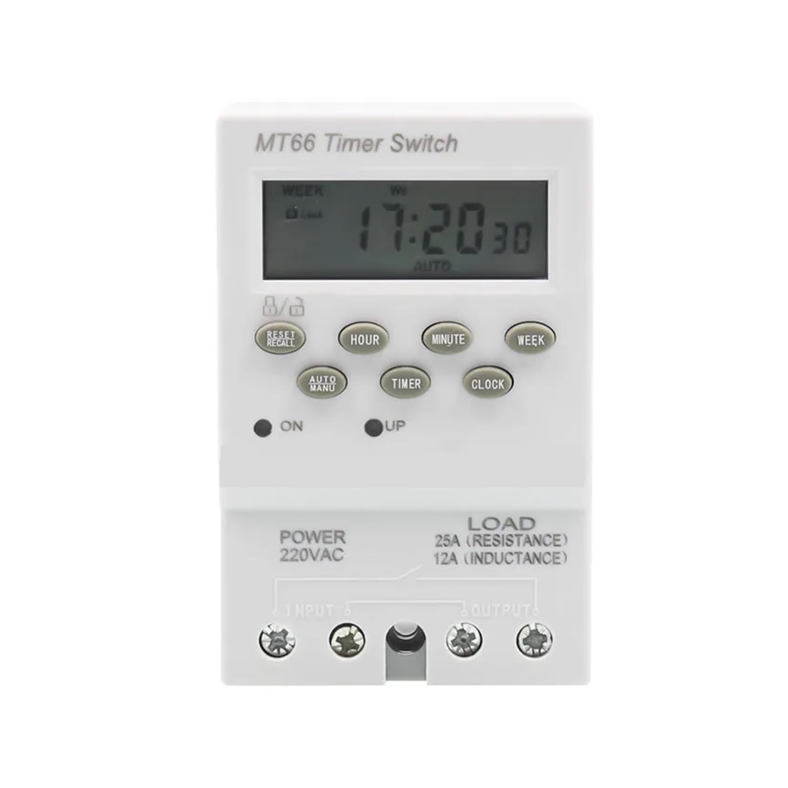 Interruptor horario Digital programable de 220 V CA y 25 A, Temporizador electrónico Multifuncional automático de 24 Tiempos de Encendido y Apagado, Carril DIN