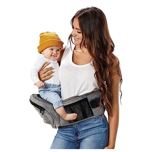 TushBaby The Only Safety Certified Hip Seat Baby Carrier - As Seen On Shark Tank-Adjustable, Machine Washable, Ergonomic Newborn + Toddler + Child Carrier, Safe Ultra-Comfortable Waist Carrier Grey