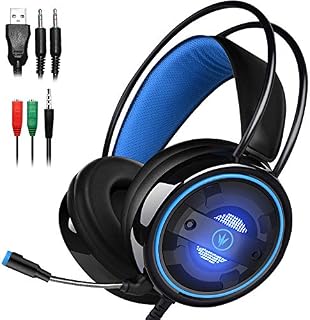 Gaming Headset with Mic and Changeable LED Light for Laptop Computer, Cellphone, PS4
