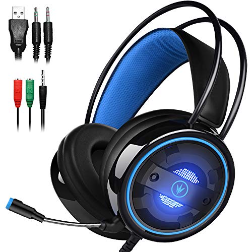 Gaming Headset with Mic and Changeable LED Light for Laptop Computer, Cellphone, PS4