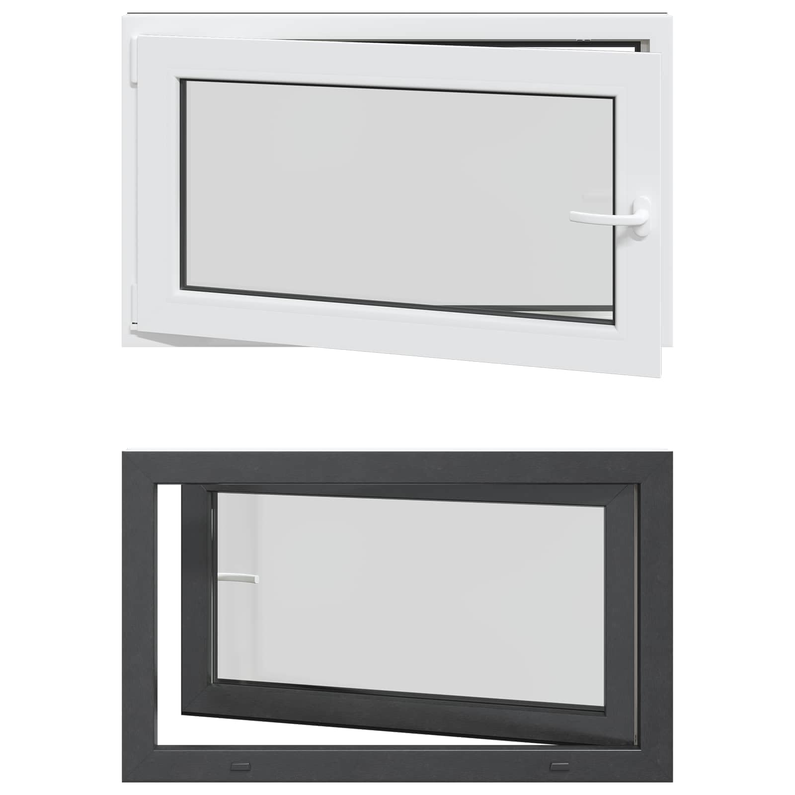 Fenêtre de cave en PVC - 100 x 60 cm - Anthracite