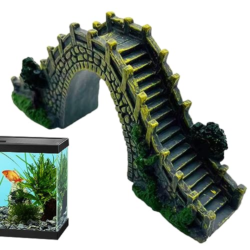 WOTEG Ornamento 'Acquario,Decorazione del Serbatoio Pesci | Ponte in Pietra Decorazione Giardino Ponte ad, Decorazione Artificiale 'Acquario in PVC per la Che Si nasconde