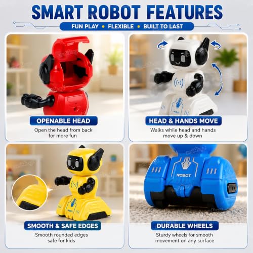 Image of Zest 4 Toyz Push and Go Robot Toy for Kids Inertia Driving Swinging Action Educational Robot Car Toy Indoor Outdoor Fun Gift for Boys and Girls 12 Months + (Pack of 1) Random Color