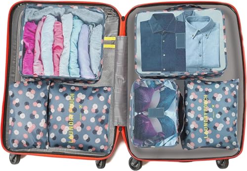 Image of Travel Organizer, Packing Cubes for Travel, Travel Essentials, Toiletry Bag, Packing Bags for Clothes, Travel Organizer for Women, Travel Pouch, Travel Organizer (BLUE FLAWER)