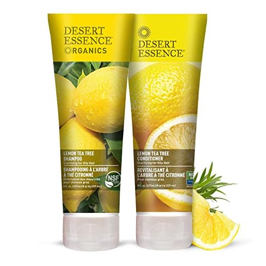 Desert Essence Lemon Tea Tree Shampoo & Conditioner Bundle - 8 Fl Ounce - Clarifying for Oily Hair - Essential Oils - Strengthen & Protect Hair - Effective Cleansing