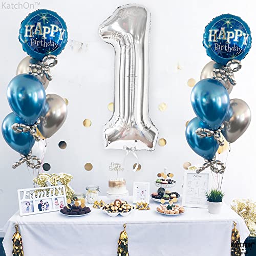 Image of Katchon, 40 Inch Silver Number 1 Balloons For 1st Birthday Decorations