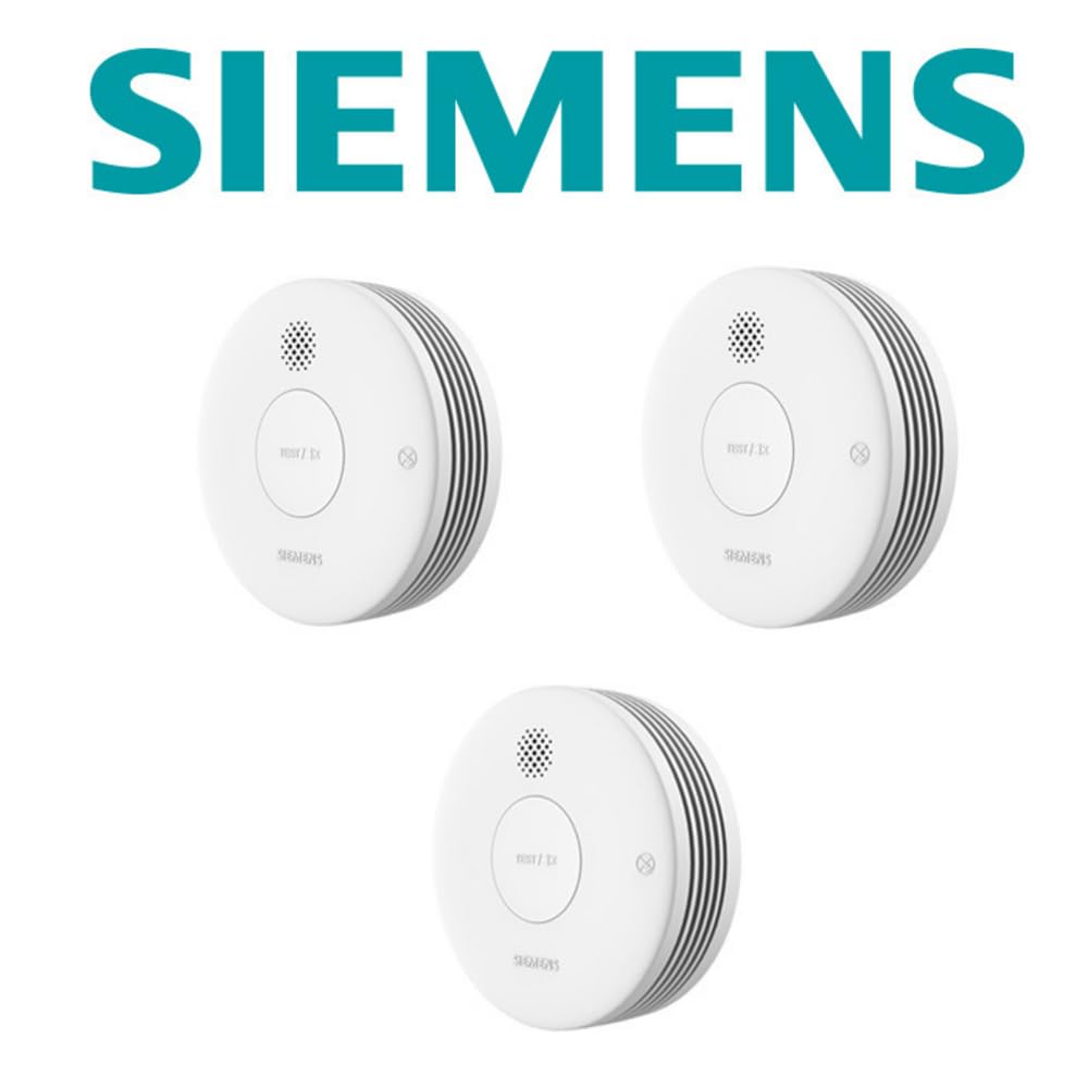 SIEMENS - Siemens Delta Reflex - Juego Completo de detectores de Humo (3 Unidades, 5TC1292-8, con 10 Pilas anuales), Color Blanco