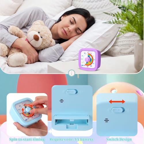 AmazingSpark 4 Pack Visual Timer, Rainbow, Purple, Blue, Pink, Green - Image 3