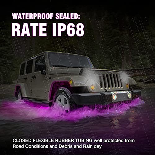 Underglow Kit for Car, MIHAZ 4 Pcs Smart Exterior Car Light Strip with App Control, 16 Million Colors Neon Accent Color Chasing Led IP68 Waterproof Underbody Lights Accessories - Thumbnail 5