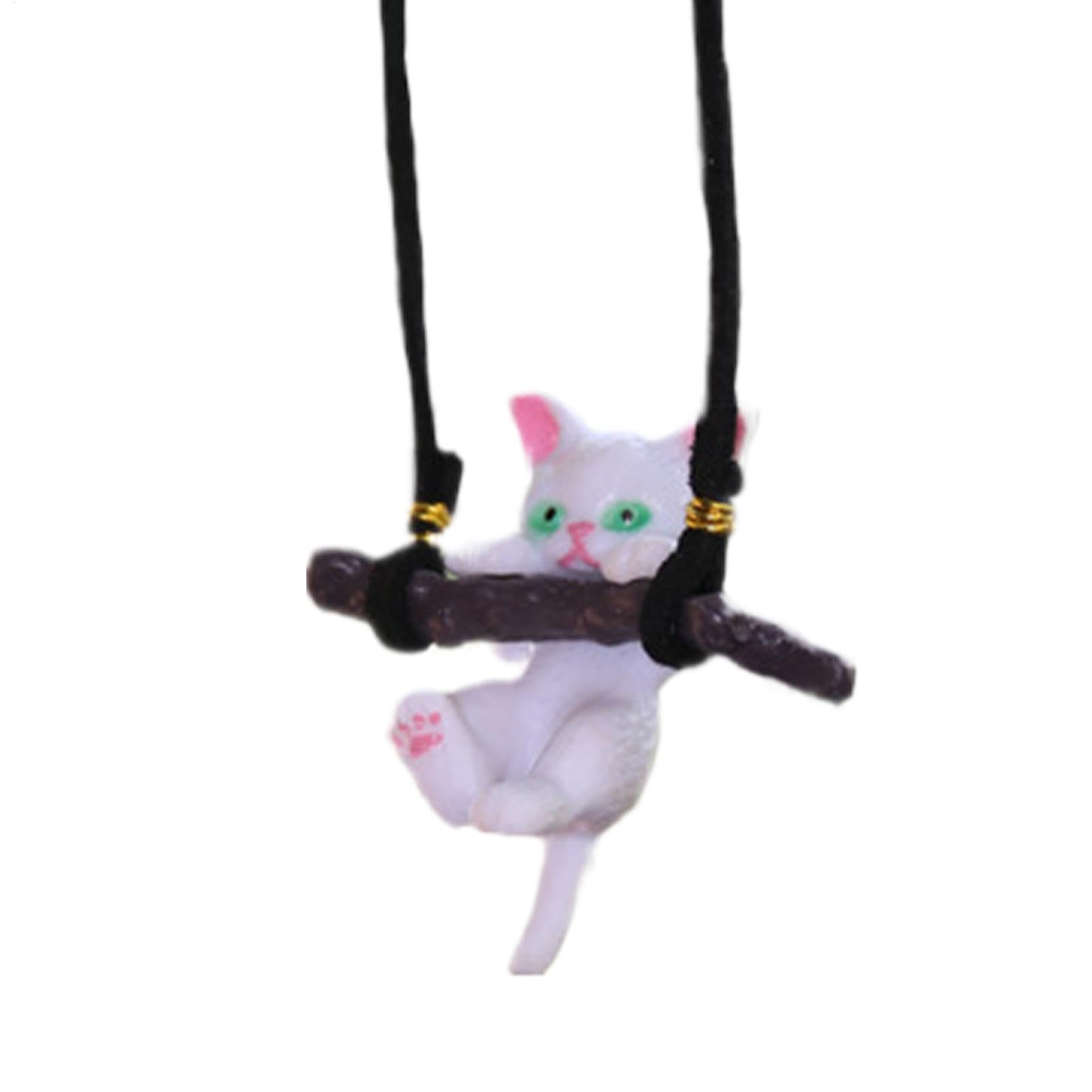 Cat Car Pendant Mirrors Hangable Accessories Cute Branch Kitten Charm For Rearview Mirror Auto Interior Decor 4 Inches Pink
