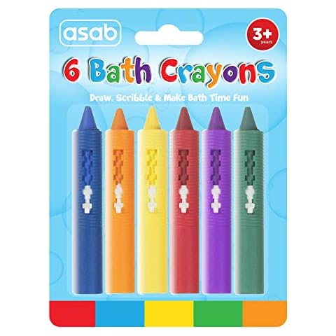 ASAB 6 Pack Baby Bath Crayons Non Toxic Education Fun Toy Easy Washable Wipe Clean Develop Creativity And Imagination Ages 3 Years + Cover