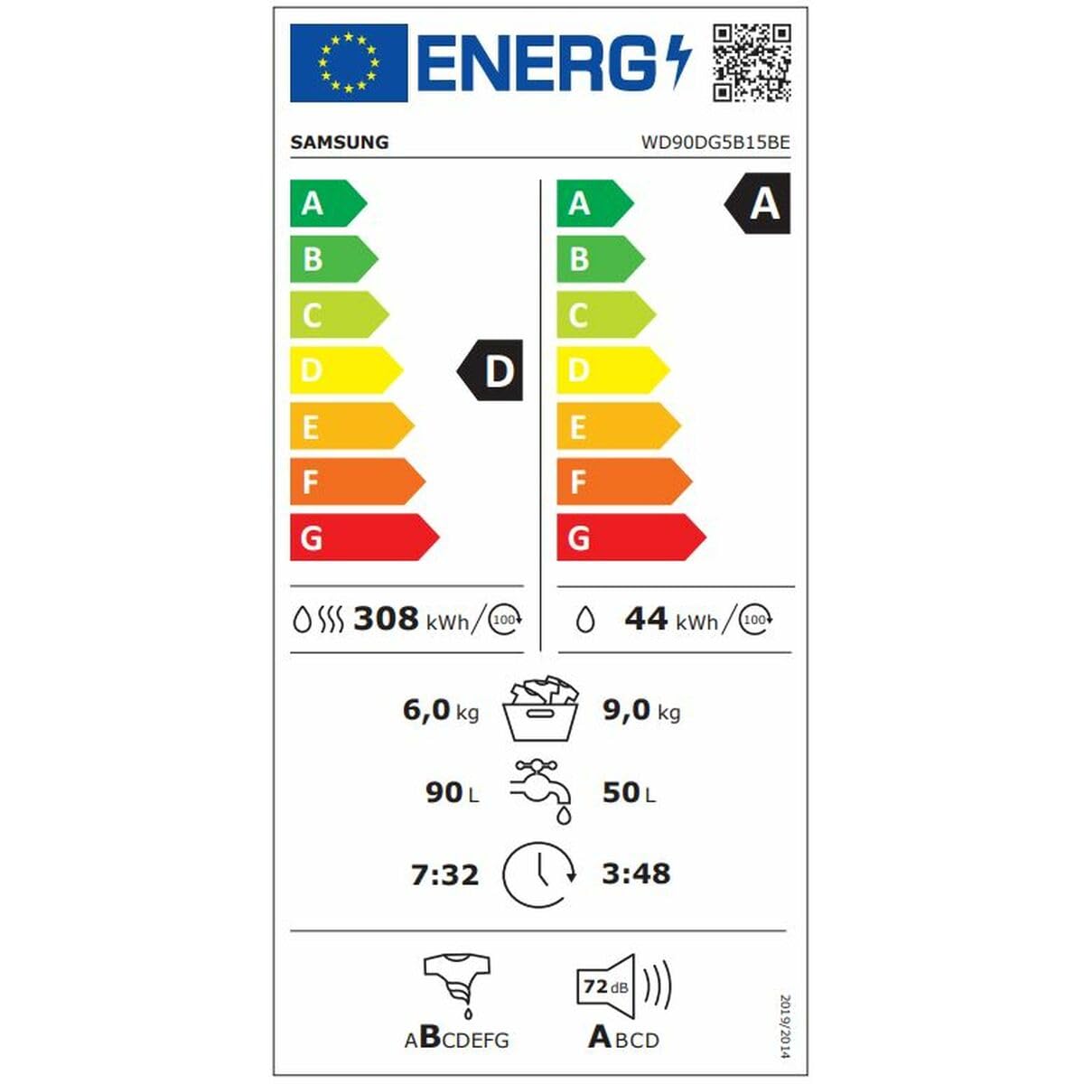 Lavadora - Secadora Samsung WD90DG5B15BEEC 1400 RPM 9 kg 6 Kg - Marca: Samsung - EAN: 8806095589367