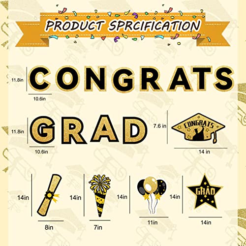 Black Gold Graduation Party Outdoor Decorations Class Of 2023-17Pcs Congrats Grad Yard Lawn Signs For 2023 Outdoor Graduation Party Decorations Supplies #TOP2