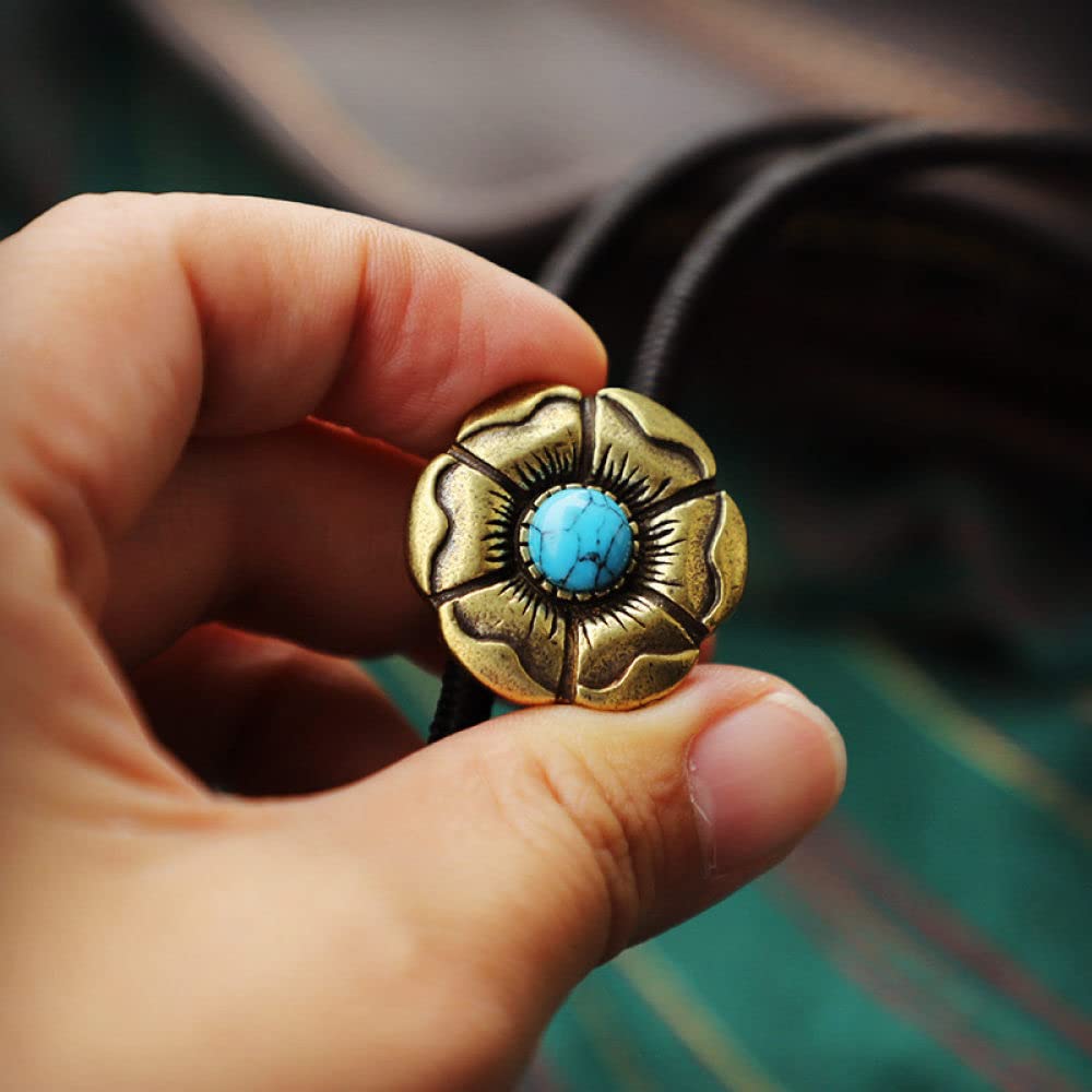 cravatta bolo, For uomo turchese goffrato con fiori di pruno retrò - cravatta